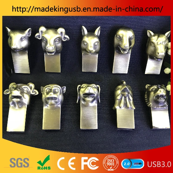 Китайского Зодиака флэш-накопитель USB/ металлический лист собака головка USB Memory Stick™