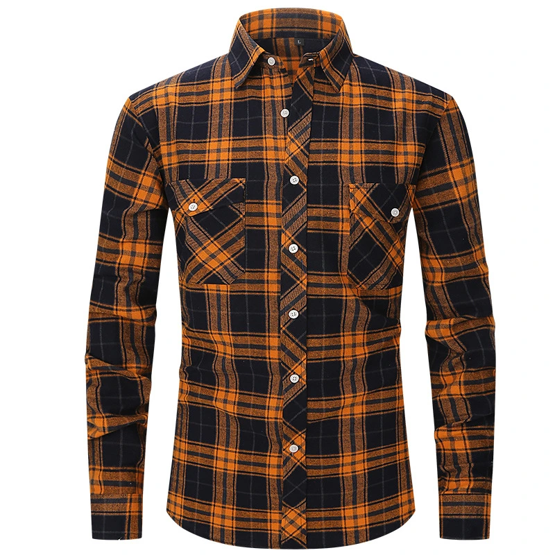 Ganzverkauf Custom Heavy Wool Plaid Langarm Flanell Shirts für Männer