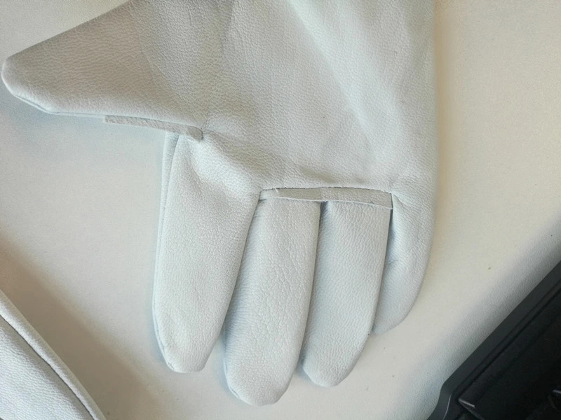 Goatskin Leather Work Driver Gloves White Leather Gloves PPE Work Gloves