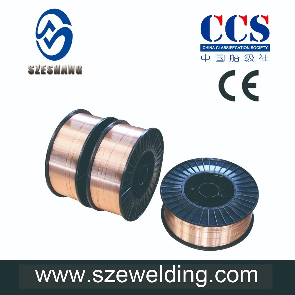 ER70S-6 cable de soldadura 0,8mm 15kg/D270 carrete de plástico cable MIG/ MIG Alambre de soldadura/ producto de soldadura con recubrimiento de cobre