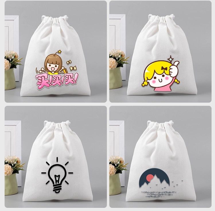 Manufacturers Canvas Bundle Pocket Spot Cotton Drawstring Canvas Bag Storage Bag Fufu Bag Blank Can Be Printed Logo