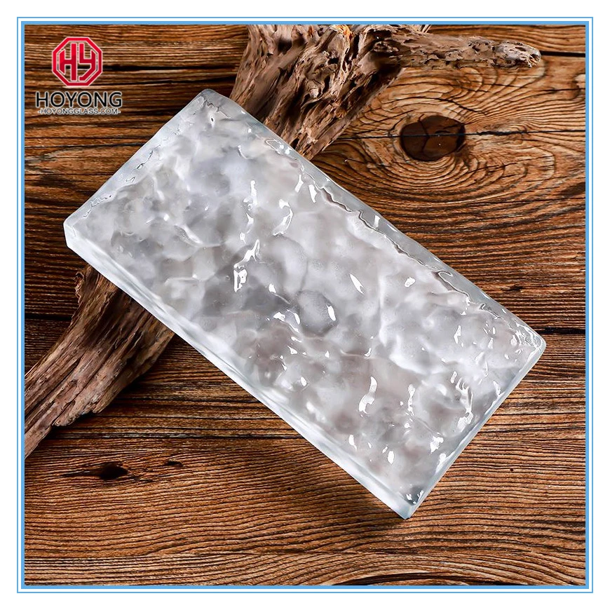 Solid Glass Block Brick-Ice Crystal Flake-Colored Series Red