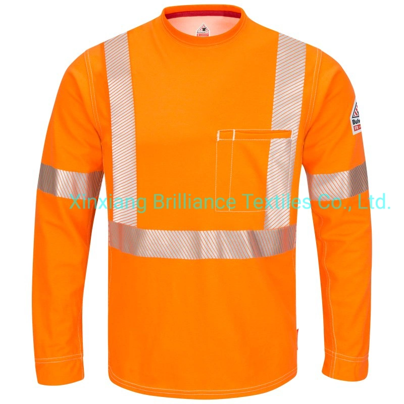 Custom Flame Resistant Garments Work out Shirts Safety Arc Rated Hi Vis Work Long Sleeve Shirt