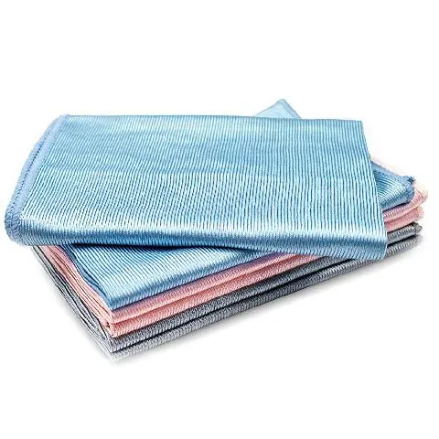 Non-Abrasive Reusable and Washable Basics Microfiber Cleaning Cloths for Windows Glasses Mirrors Dished and Drinkwares