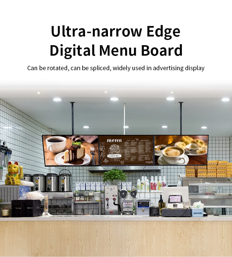 Ultra Narrow Bezel Coffee Shop Kfc Fast Food 43 Inch Indoor LCD Wall Mount Digital Signage Menu Display