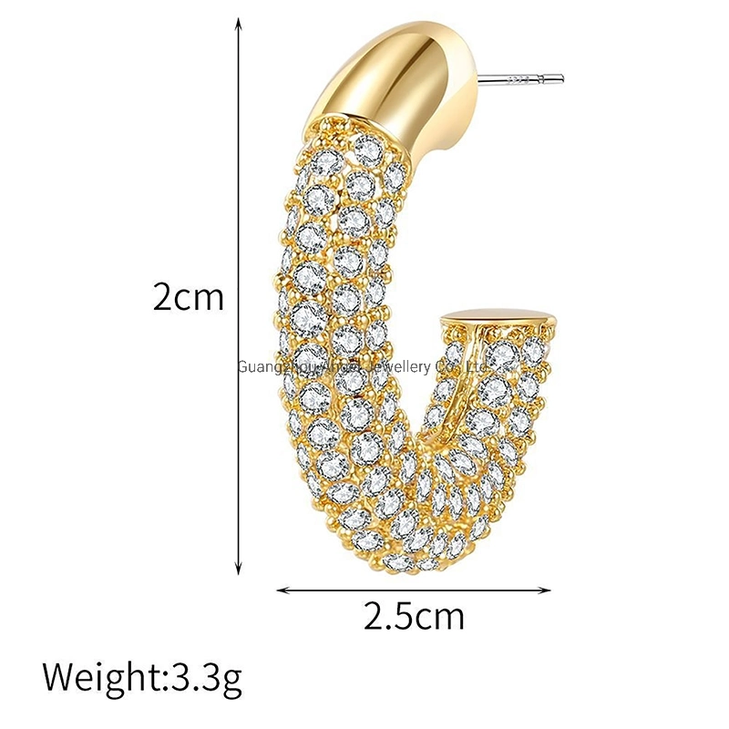 Factory Wholesale/Supplier Women Accessories 18K Gold 925 Sterling Silver or Brass Custom Fine Jewellery Shining Cubic Zirconia Hoop Earring Fashion Jewelry for Gift