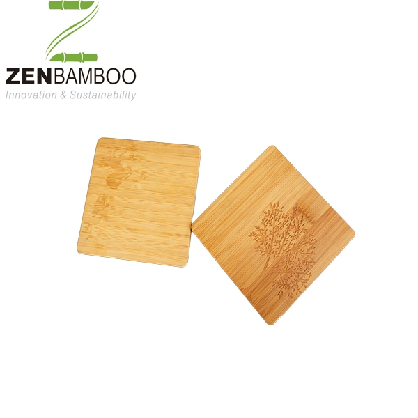 10*10mm Square Bamboo Coaster 4 PCS in a Bamboo Holder