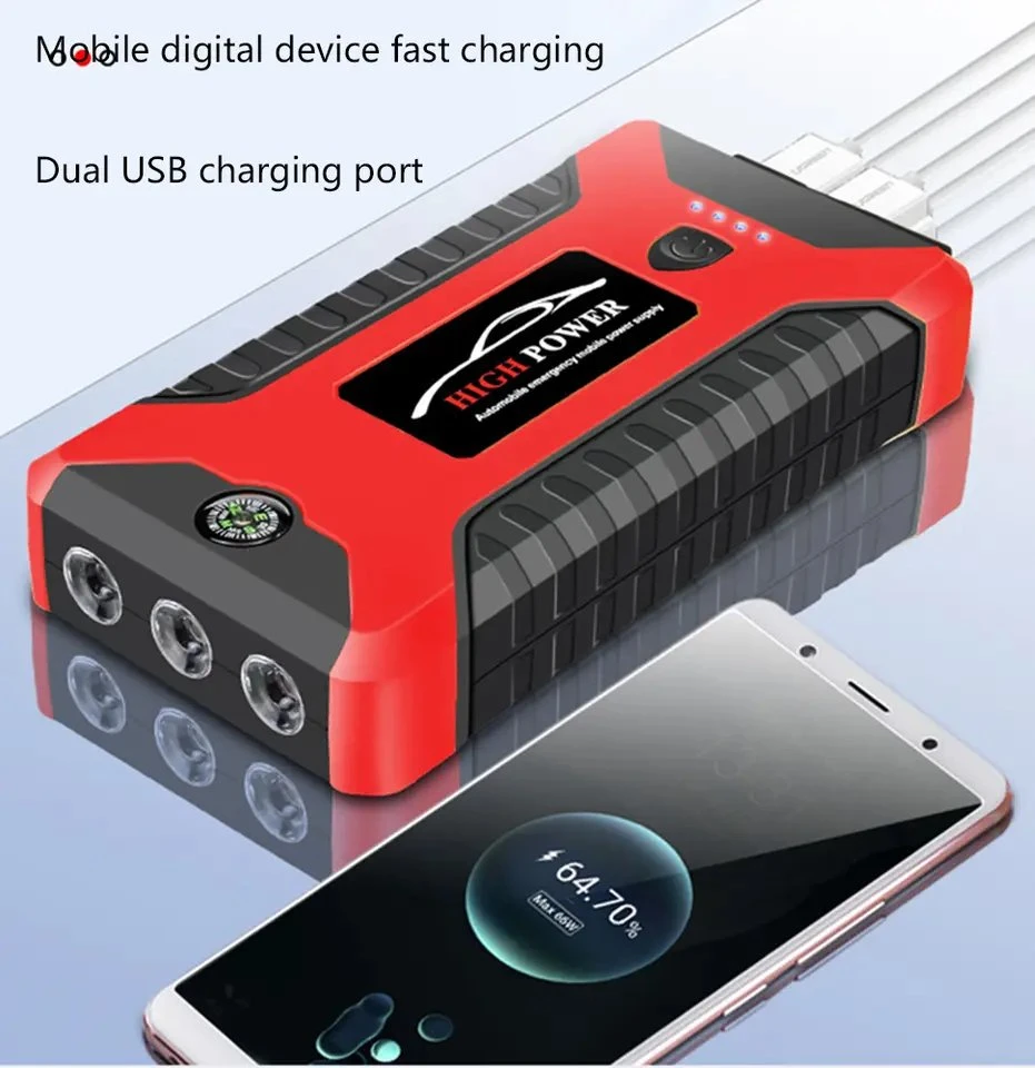 12V Car Jump Starter Multi-Function Emergency Tool with Sos Lamp Car Battery Charger Jump Starter