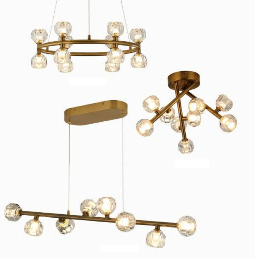 New Design Modern Luxury Lamp Indoor Metal Chandelier Glass Ball Pendent Lamp for Living Room Bedroom Hotel Crystal Chandelier
