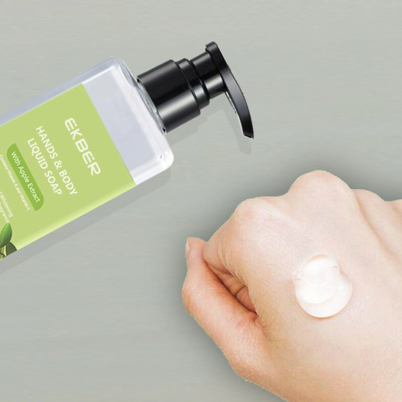 Personalisiere Logo Ekber Organic Natural Liquid Shea Butter Hand Körper Seife Feuchtigkeitsspendende und grundlegende Reinigung Flüssigseife 500ml
