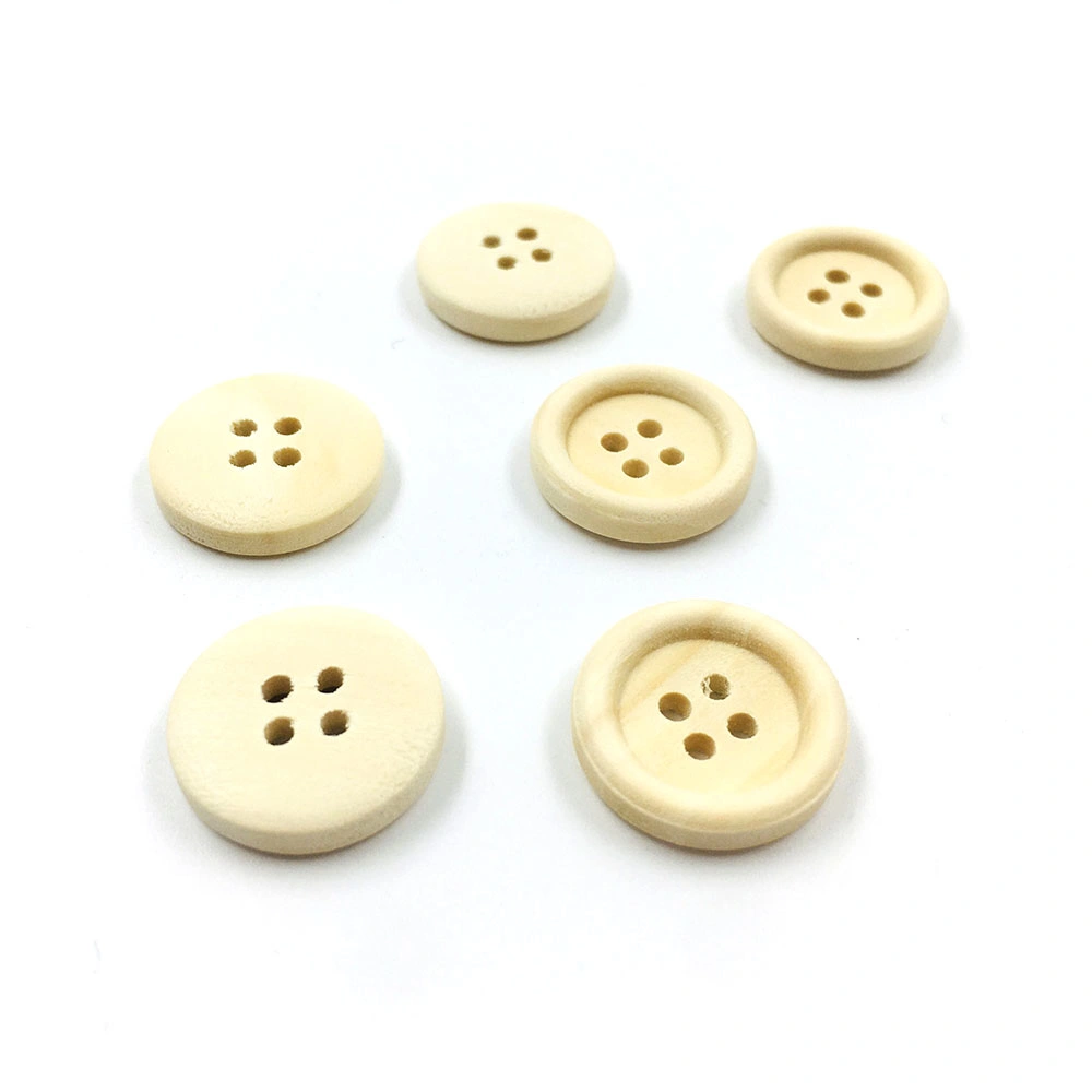 Wholesale Eco Friendly Natural Round 2/4 Holes Custom Wooden Button Custom