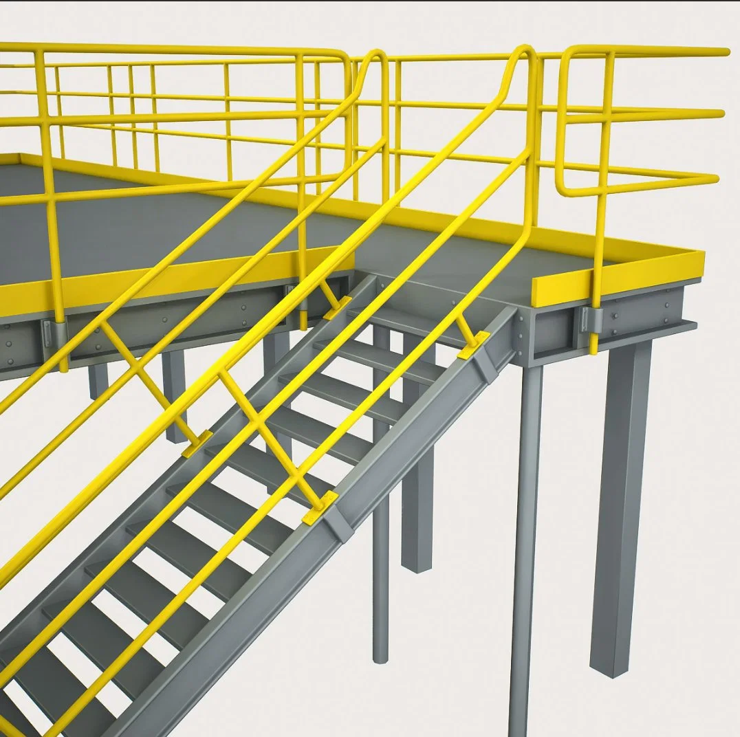 Kundenspezifisches Entwerfen, Das Montage Der Hochleistungs-Stahl-Arbeitsbühnen Macht Und Aluminium Treppen Gehwege für Industriegebiet