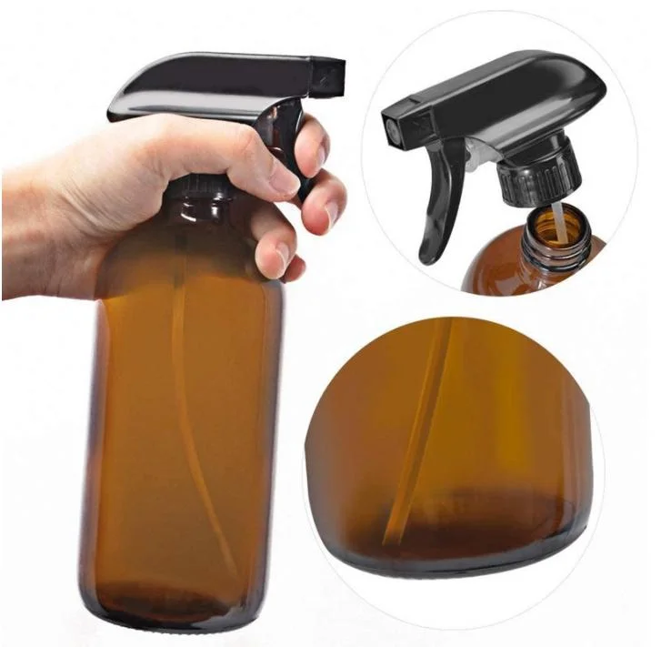 250 500ml Brown Boston Pump Head Spray Gun 30 60ml Spray Dropper Bottle Brown Oral Liquid Essential Oil Glass Bottle