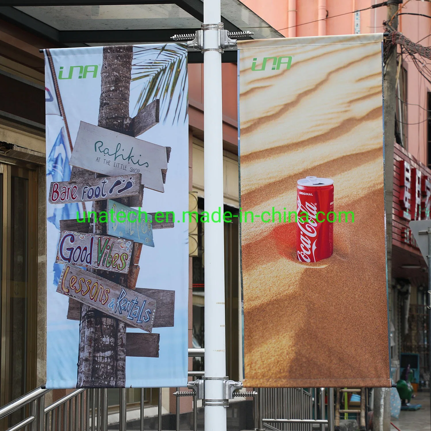 Metal Street Pole Publicidad Banner Media Image Hanger