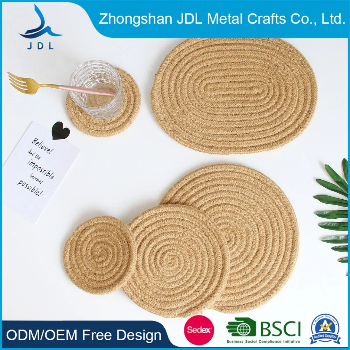 High quality/High cost performance New Design Table Mats Wholesale/Supplier Marble Sublimation Glass Coaster Polyester Placemat