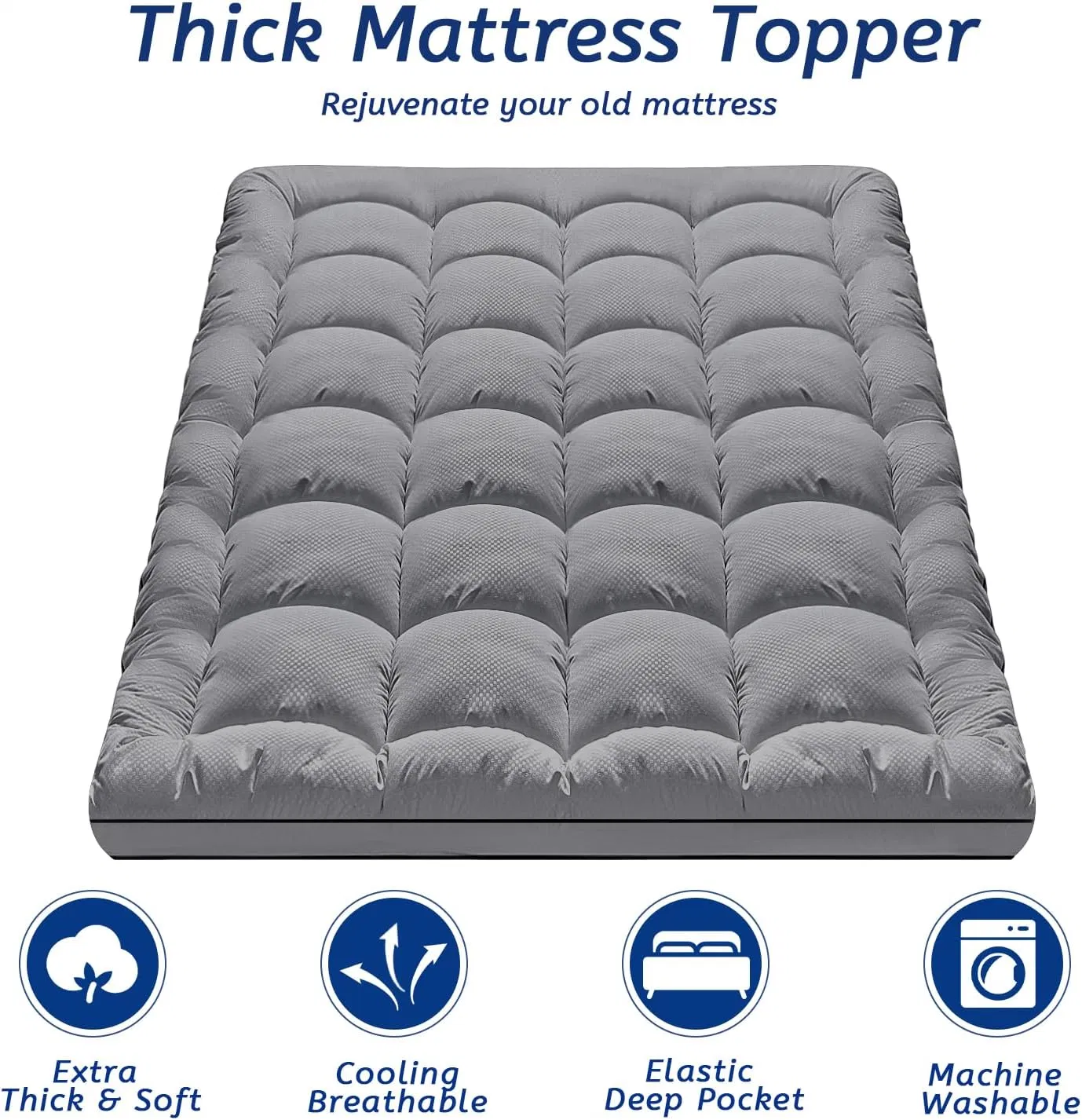 Bedroom Furniture Bedding Mattress Thick Mattress Topper Microfiber Polyester Bed Mattress Cover