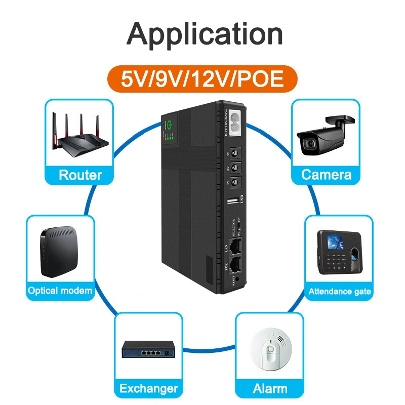 Mini UPS Lithium Lon Battery8800mAh 10400mAh Mini Uninterruptible Power Supply 12 Volt 18W 24W 36W DC UPS USB 5V 12V 19V 24V Poe Backup Mini UPS for WiFi Router