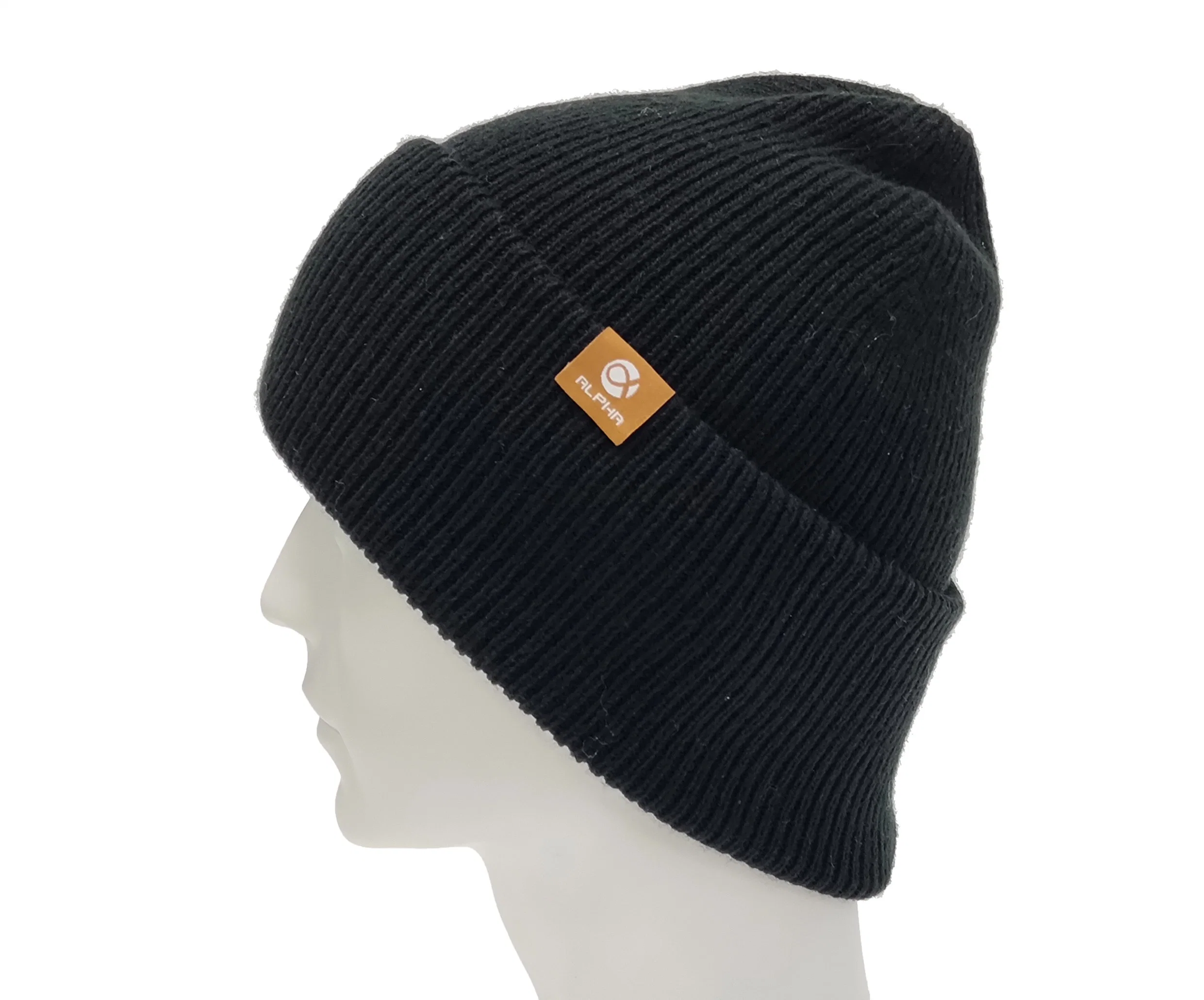 Gorro de punto con puño y diseño holgado de invierno con logotipo tejido