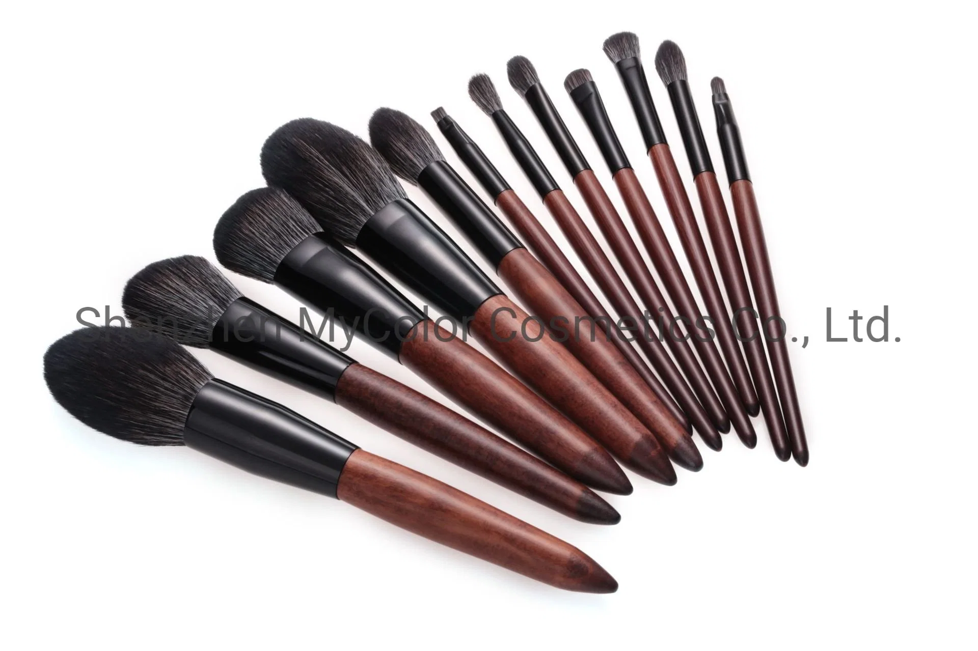 Cepillo cosmético del sombreador de ojos del colorete del polvo del sistema de cepillos del maquillaje de la manija de madera del profesional 12PCS