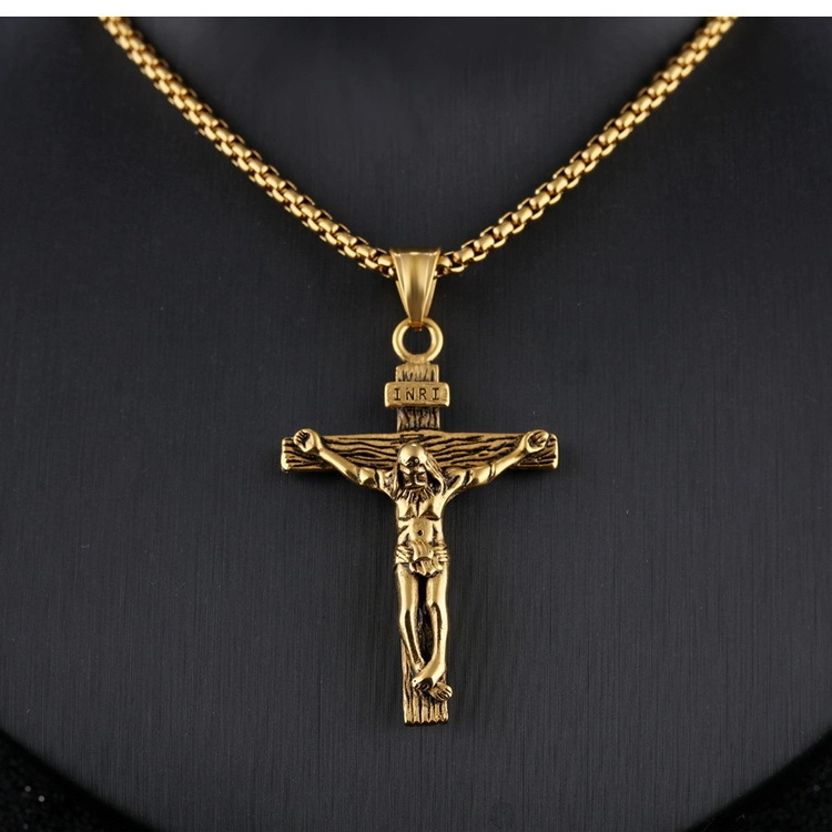 Stainless Steel Hip-Hop Jewelry Retro Cross Titanium Steel Men&prime; S Pendant Necklace Pure Steel Chain Jewelry Wholesale/Supplier