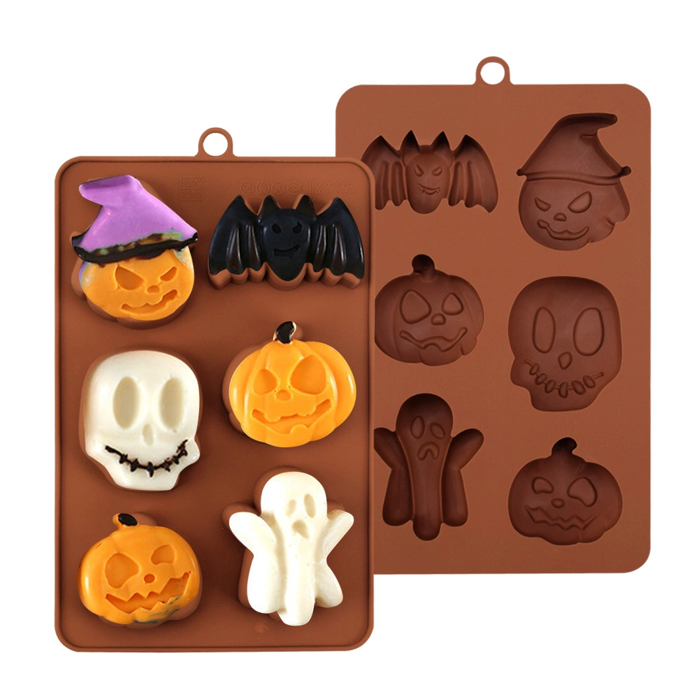 Новый стиль DIY Silicone 6 отверстия Halloween Cake Mold Bat Ghost Шоколадная форма