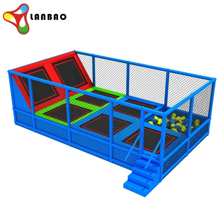 Kids Indoor Game Bungee Jumping Rectangular Trampoline Park with Foam Pit