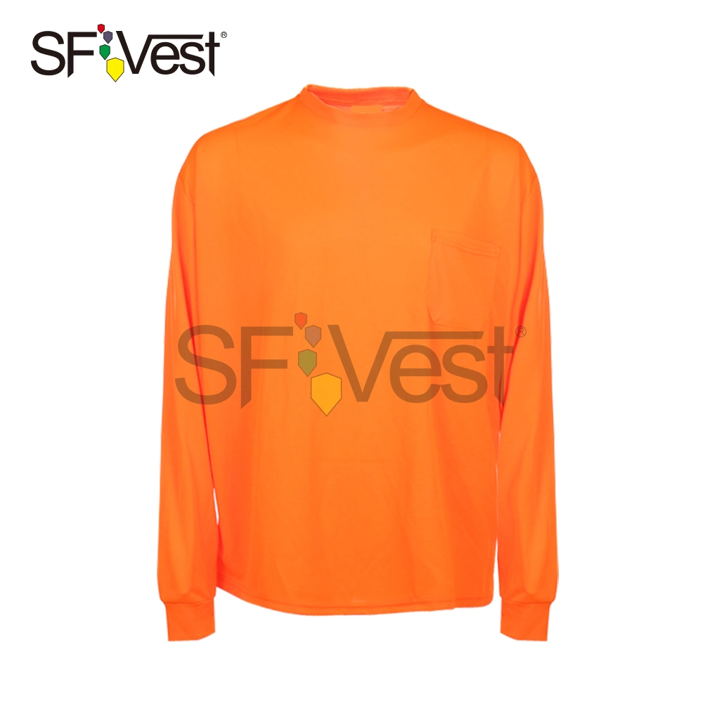 Hi Vis Work T-Shirt Long Sleeve Plain Solid Traffic Safety Product