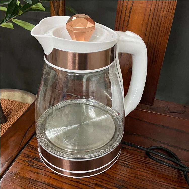 Nouvelle bouilloire électrique en verre de 1,8 L en acier inoxydable sans fil, bouilloire en verre pour l'eau chaude au thé.