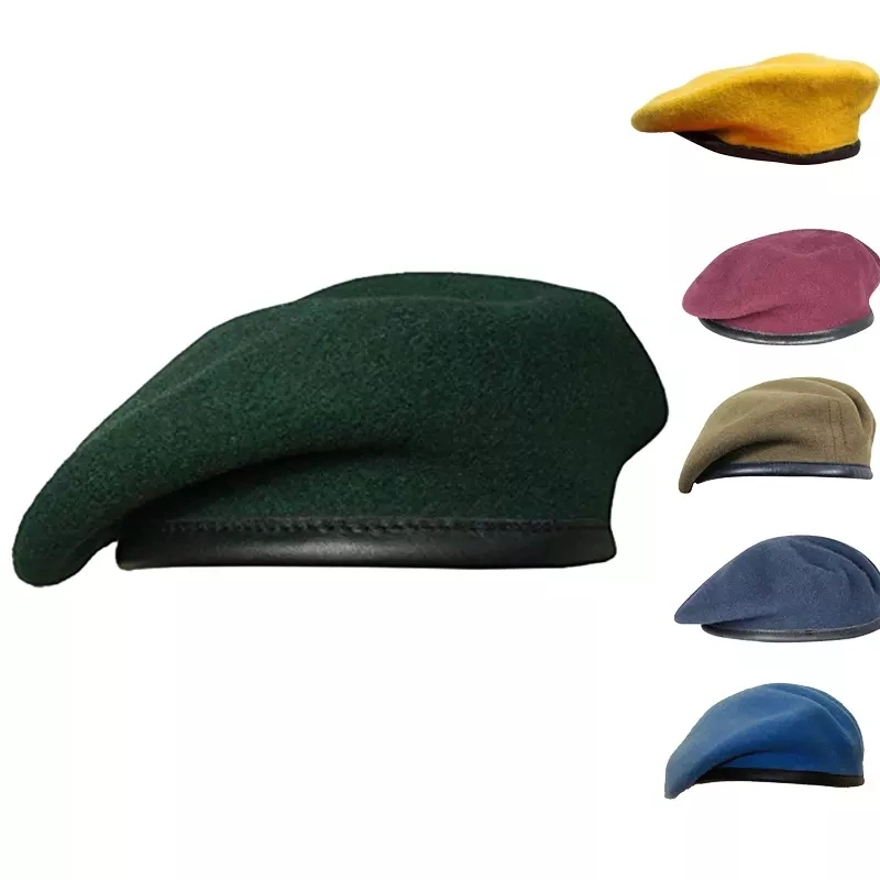 Logotipo personalizado lana estilo militar Beret para hombres y mujeres, la tapa de boina Hat