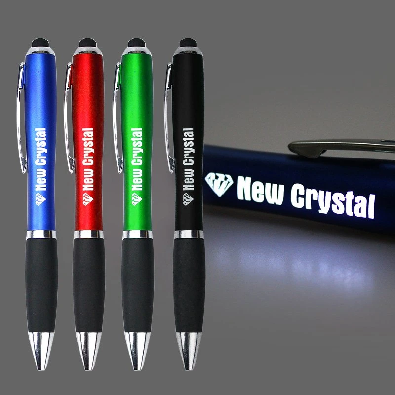 Low Order Quantity Custom Laser LED Bright Blue Plastic Ballpoint Pen