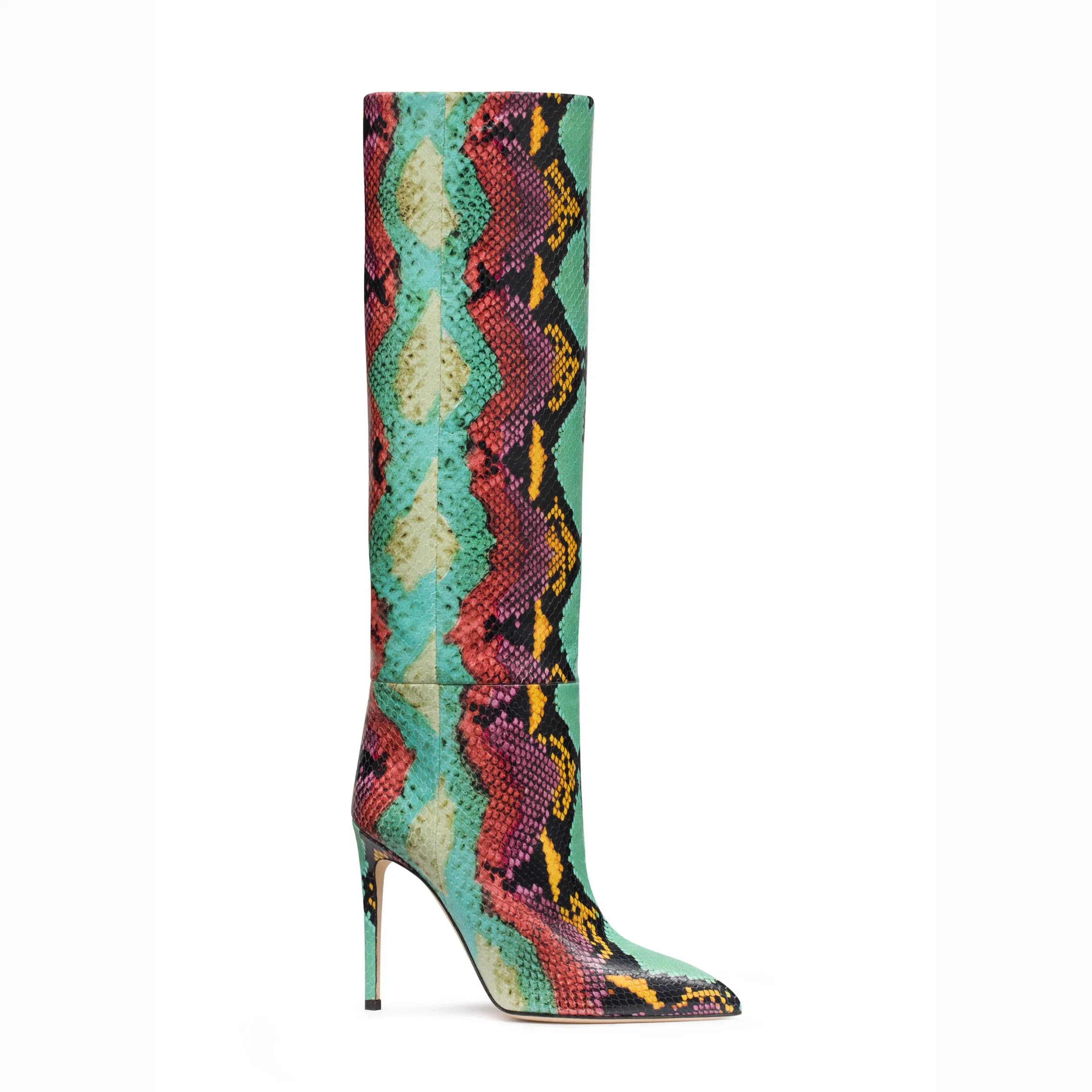 Shining Shoes Sexy Python Pattern Women Knee High Boots