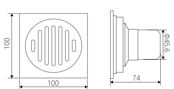 Pd-3618 Bathroom Accessories 100mm*100mm Stainless Steel Floor Drain