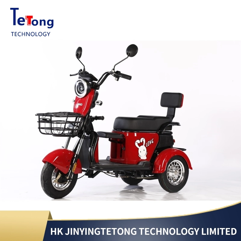 Venta caliente mini motos eléctricas de 3 ruedas de 48 V de 20 Ah triciclo eléctrico carga con 3 asientos