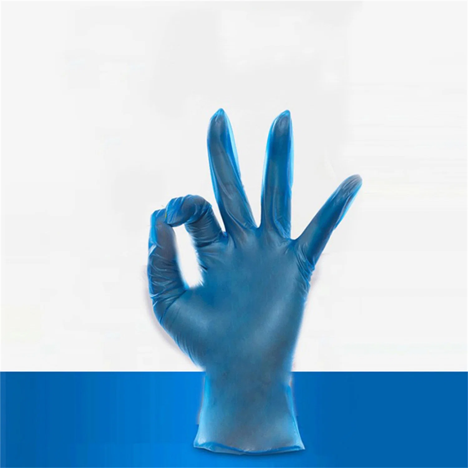 100PCS Food Grade Powder Free Blue Black White Color Hand Gloves Medium Large Vinyl Gloves Powder Free for Cleaning Food