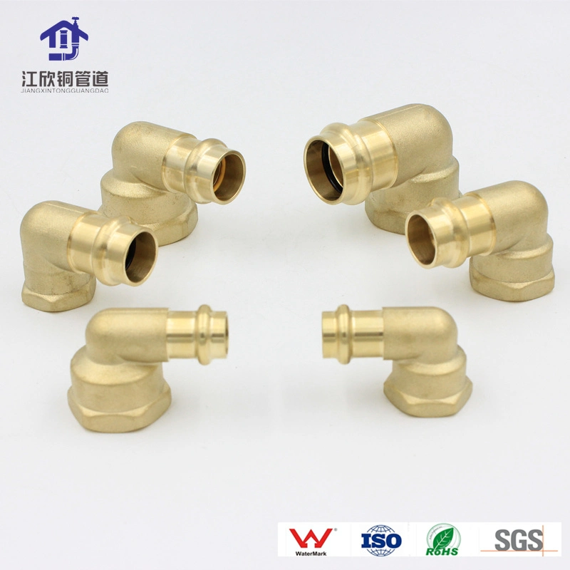 Brass Press Elbow Thread to Valve Plumbing Fitting Female Knee