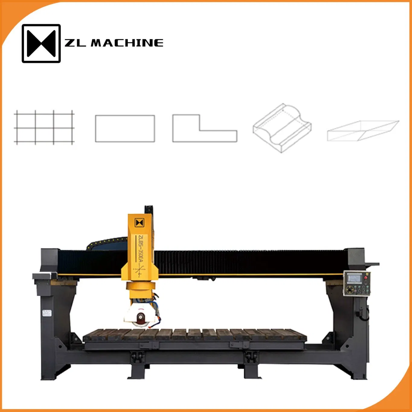 Infrared 3-Axis Monoblock CNC Stone Bridge Saw Cutting Processing Chamfering Machine for Mable Granite Quartz Slab Block Cutter Machinery for Sale