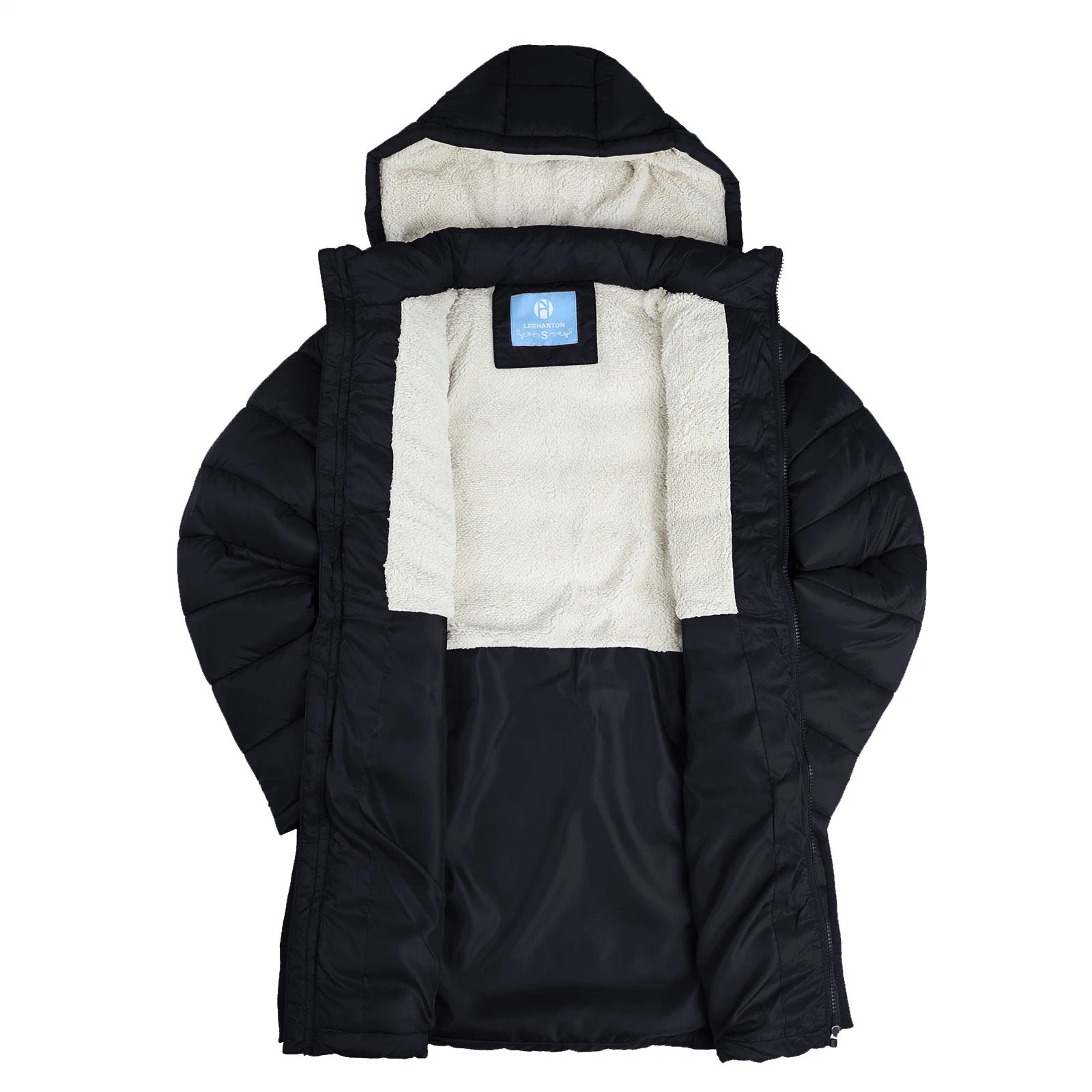 Veste longue hiver matelassée avec capuche pour femme