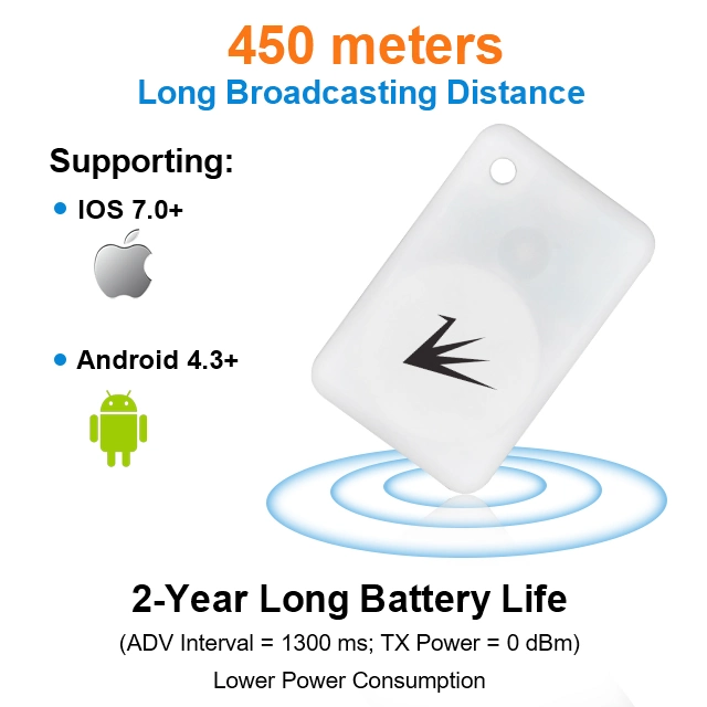 Feasycom Portable Low Energy Bluetooth 5.1 Mini Ibeacon Asset Tag Tracking BLE Beacon Card with 2 Year Battery Life