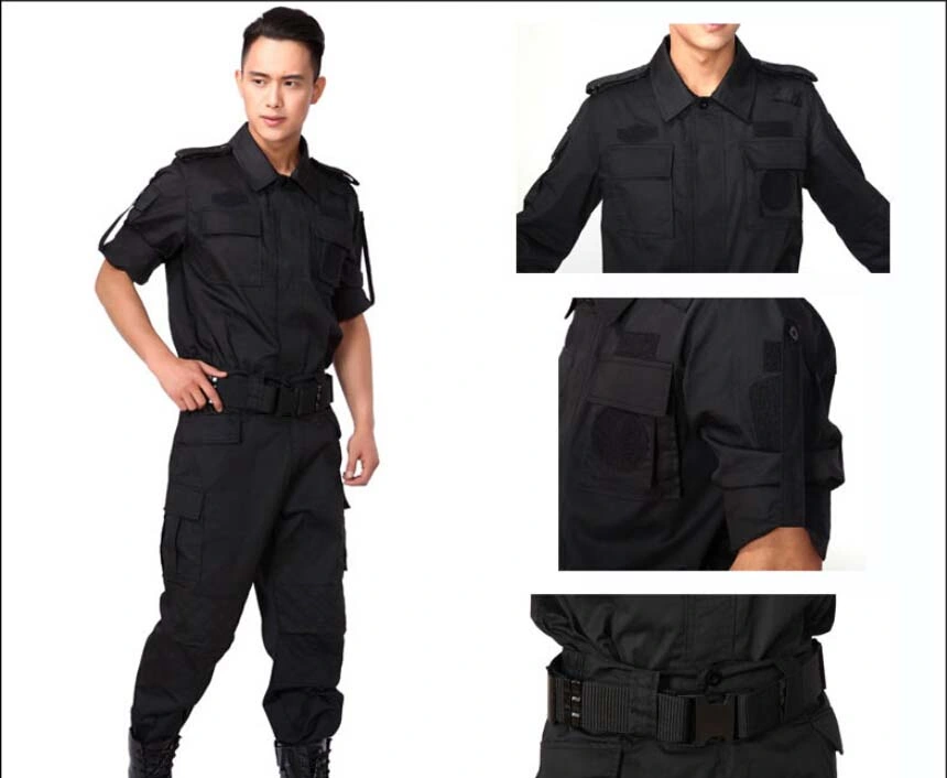 Black Military Police Clothing Cotton Combat Training Durable Security Guard Safety Suit Uniform