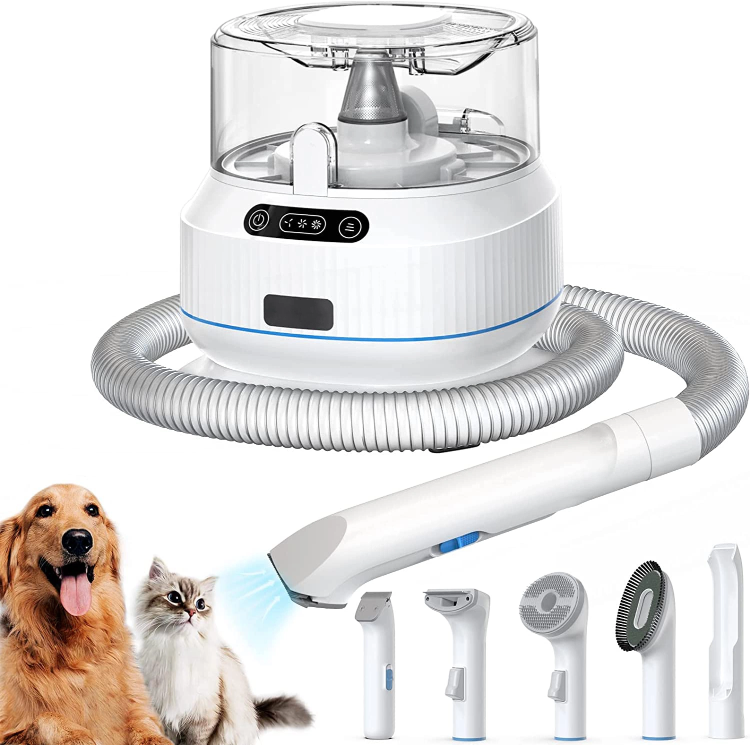 10kPa Electric Dog Cat Pet Haarentferner &amp;Clipper Multifunktionales Vakuum Reiniger mit Grooming Tool Kits