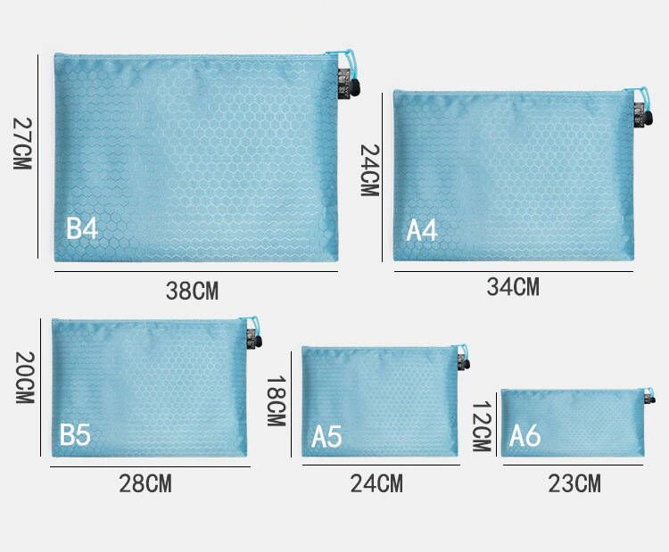 Wholesale/Supplier Office School Water Proof Zipper File Bags with Lattice Colors