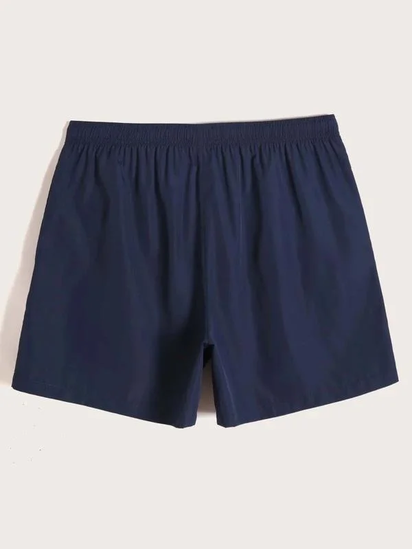 Navy Blau Solid Color Beachwear Printing Boxer Shorts Bademode Bademode Badeanzug Badehose Badehose für Urlaub