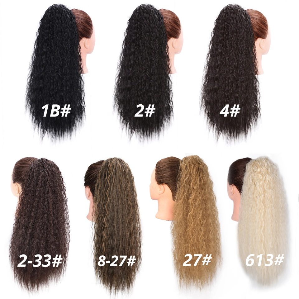 Kbeth Human Hair Extension Long Curly Drawetring Ponytail Black Synthetic Yaki Curly Drawstring Ponytail Hair Extensions for Black Women 1b Color