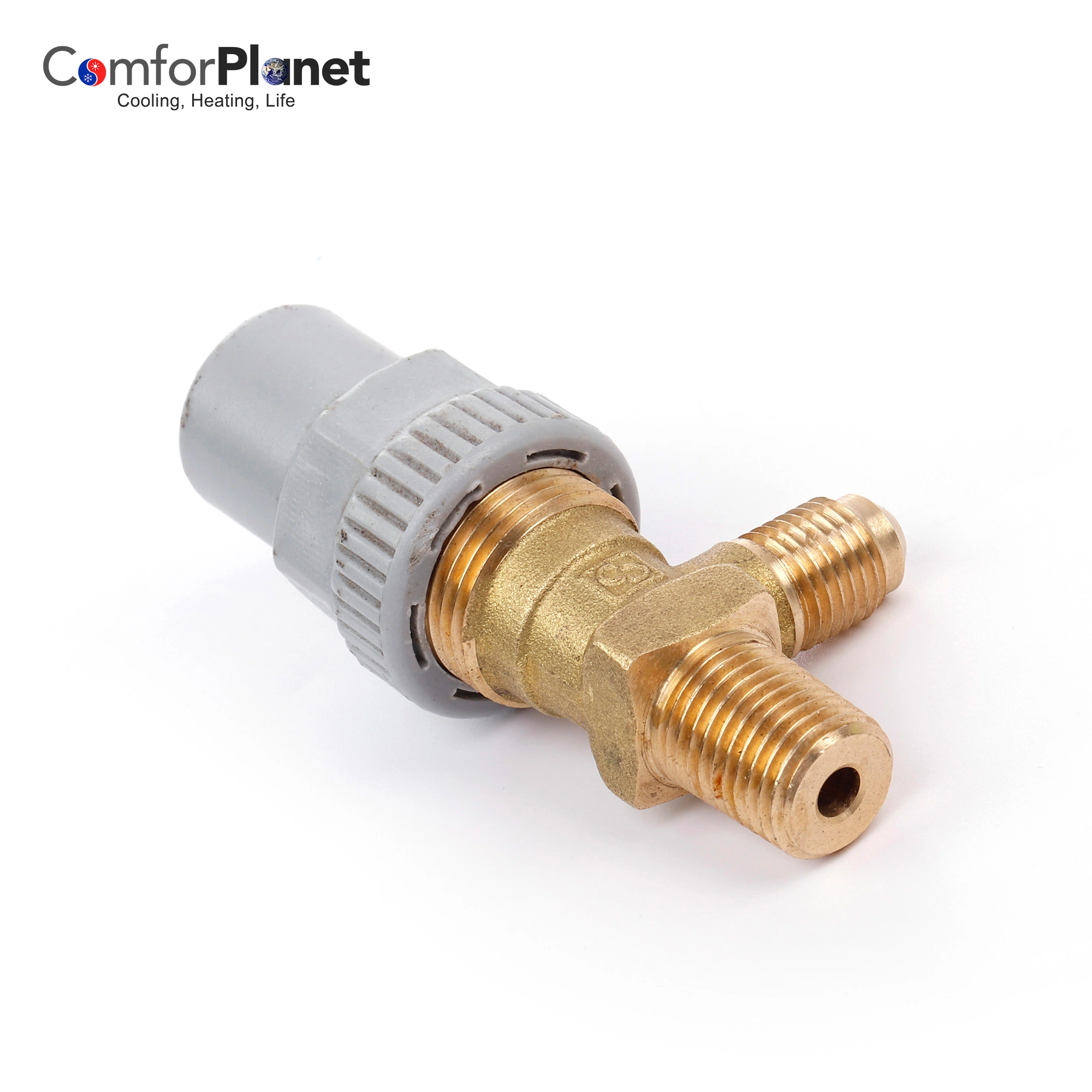 Wholesale/Supplier HVAC Brass Valves Refrigeration Angle Valve with Thread Adapater Is Used in Liquid Refrigerant Receiver Valve Manufacturer Supplier