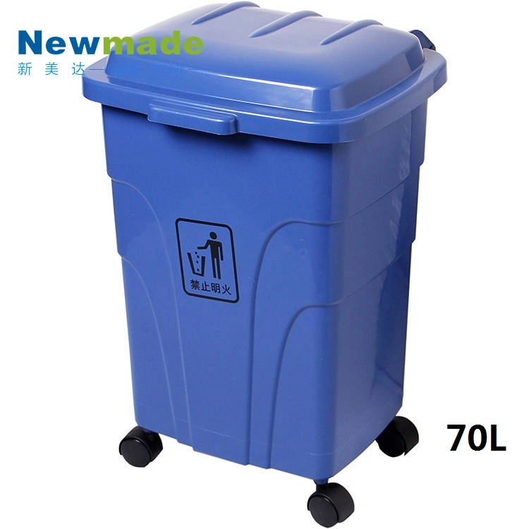 45L 68L 70L Eco-Friendly 4 Wheels Plastic Waste Dust Garbage Litter Can for Rubbish Sorting with Different Colors