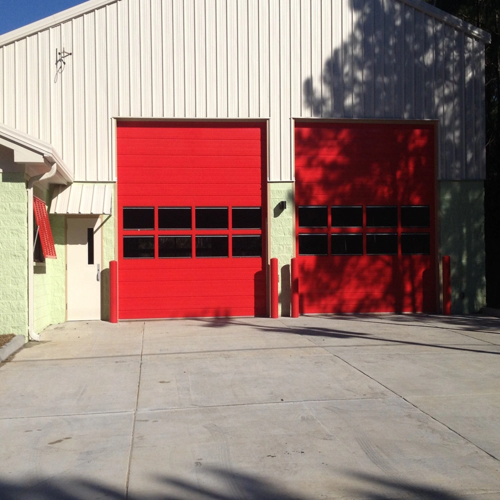 Overhead Red Color Roll up Sectional Door for Fire Station