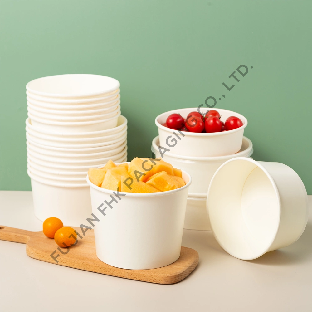 Vente en gros gobelet jetable Kraft Microwable boîte à lunch ronde soupe de riz Bol en papier rond en papier gobelet à glace