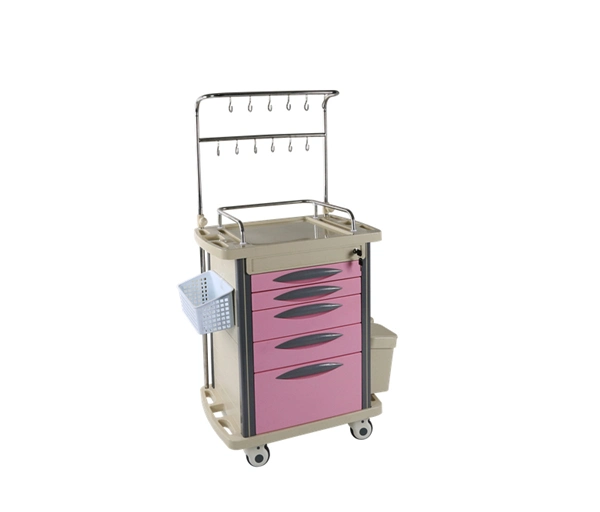 Transfusion Cart Emergency Infusion Trolley with Drawers for Medical Equipments