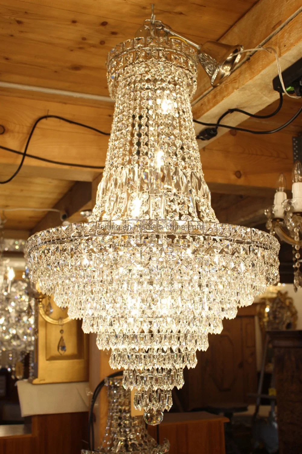 Modern Luxury Living Room Pendant Light Round Hotel Villa K9 LED Crystal Chandelier