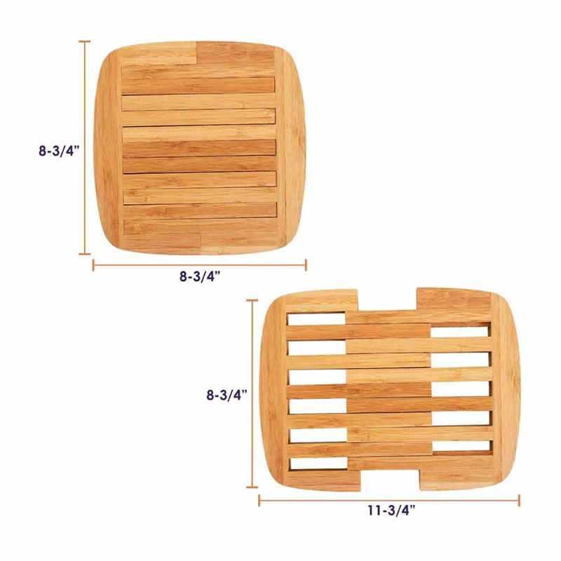 Aveco Wholesale Extendable Wooden Placemats Bamboo Trivets Casserole Pot Heat Resistant Dining Table for Home